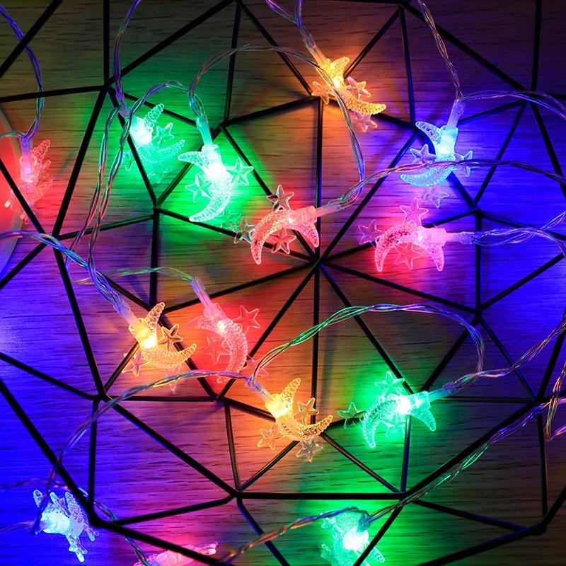 LED String Lights Ramadan Eid Decorations Star Moon Castle Theme Indoor Outdoor Festival Lighting