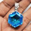 НАТУРАЛЬНЫЙ Кулон Голубой Топаз Серебро 925 пробы Фантазийный 68,50 Карат Драгоценные камни СЕРТИФИЦИРОВАН my-396-k