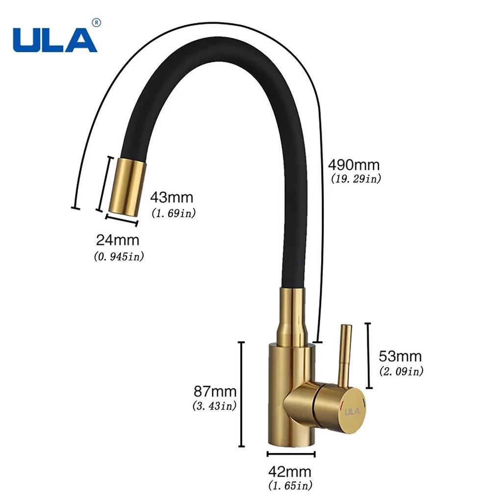 ULA кухонный смеситель для кухни, смеситель для горячей и холодной воды, крепление на палубе, поворот на 360 градусов, гибкий излив, смеситель для раковины для кухни, золотой кран