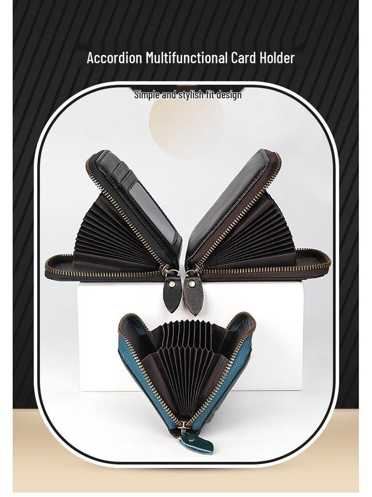 Jiameida Мужской ретро кожаный кошелек для ключей и монет на молнии - Вместительный держатель для карт