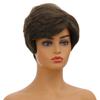 Женские парики, женские короткие вьющиеся волосы с челкой, синтетические для ежедневного использования, косплей, натуральные коричневые смешанные парики, парики из термостойкого волокна