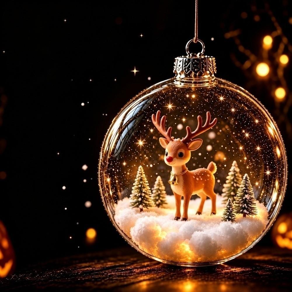 Transparent Christmas Ball Ornament Lightweight Durable Clear Sphere Bauble 2D Flat Pattern Compact Holiday Tree Decor