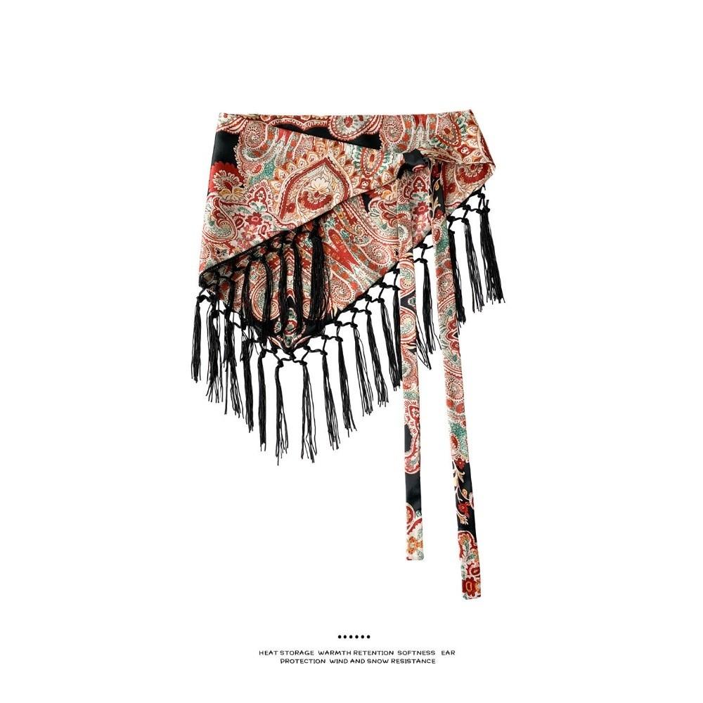Triangular Waist Scarf Belt Boho Fringe Tassel Hem Skirt New Waistband Tassel Spring Summer