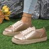 Women Flat Shoes Casual Sports Straw Shoes Fashion Trend Girls White Gold College Style Platform