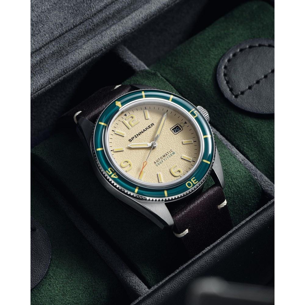 Автоматические часы Spinnaker Flus SP-5055-0G Водонепроницаемость 15 АТМ Сапфировое стекло Бежевый циферблат Мужские
