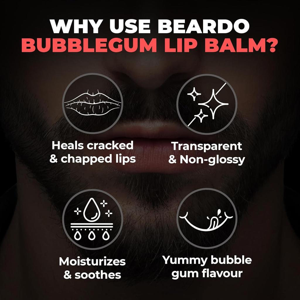 Beardo Bubblegum Non Tinted Lip Balm For Men 7g Pack Of 1 Soft Kissable Hydrating Lips