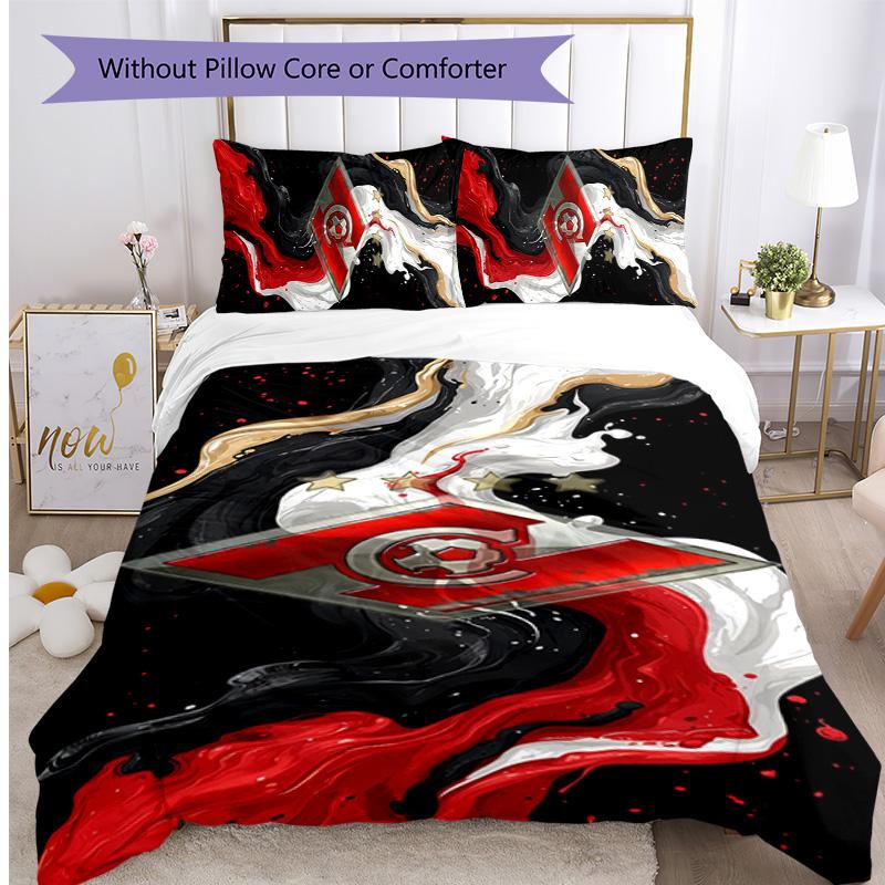Spartak Moscow Pattern Printed 3PCS Bedding Set Soft Skin-Friendly Washable Duvet Cover & Pillowcases Set All Season Bedroom