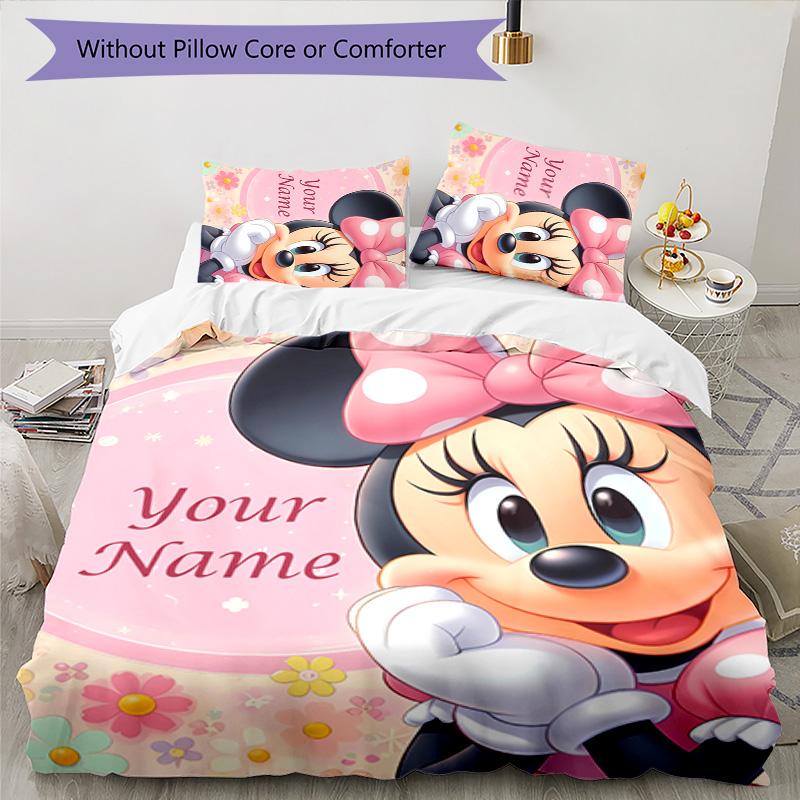 3pcs Minnie17 Cover Set - Personalized Name, HD Printed Bedding with 1 Cover and 2 Pillowcases - Perfect for Home Decor, Easy Care