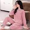 Пижама женская осенне-зимняя из островного флиса, высококачественный пуловер с длинными рукавами и круглым вырезом, тонкий флисовый термокостюм, коралловый флис, домашняя одежда