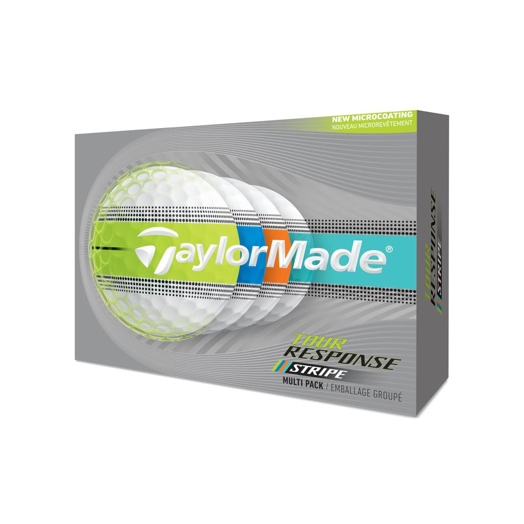 TAYLORMADE GOLF TM26 TourResp StripeYLW GLB dz Tour Response Stripe Yellow Мяч для гольфа Модель 2026 Белый/Желтый
