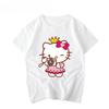 Sanrio Милый принт Hello Kitty 100% Хлопок Детская футболка Летняя Повседневная Уличная Спортивная Вечеринка Свободная Уличная Короткий рукав
