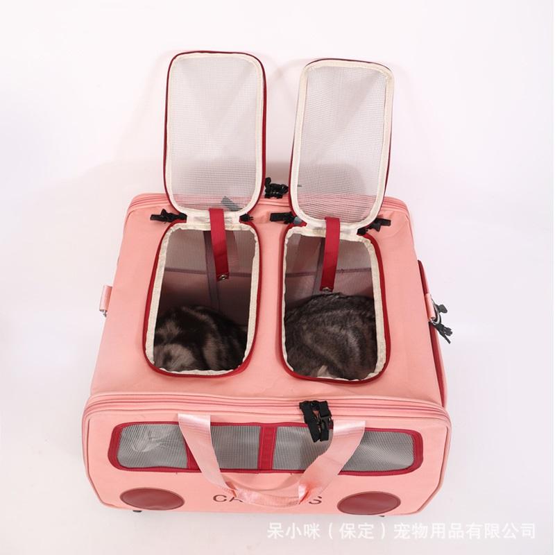 Portable Large-capacity Portable Trolley Case With Two Cat Bags