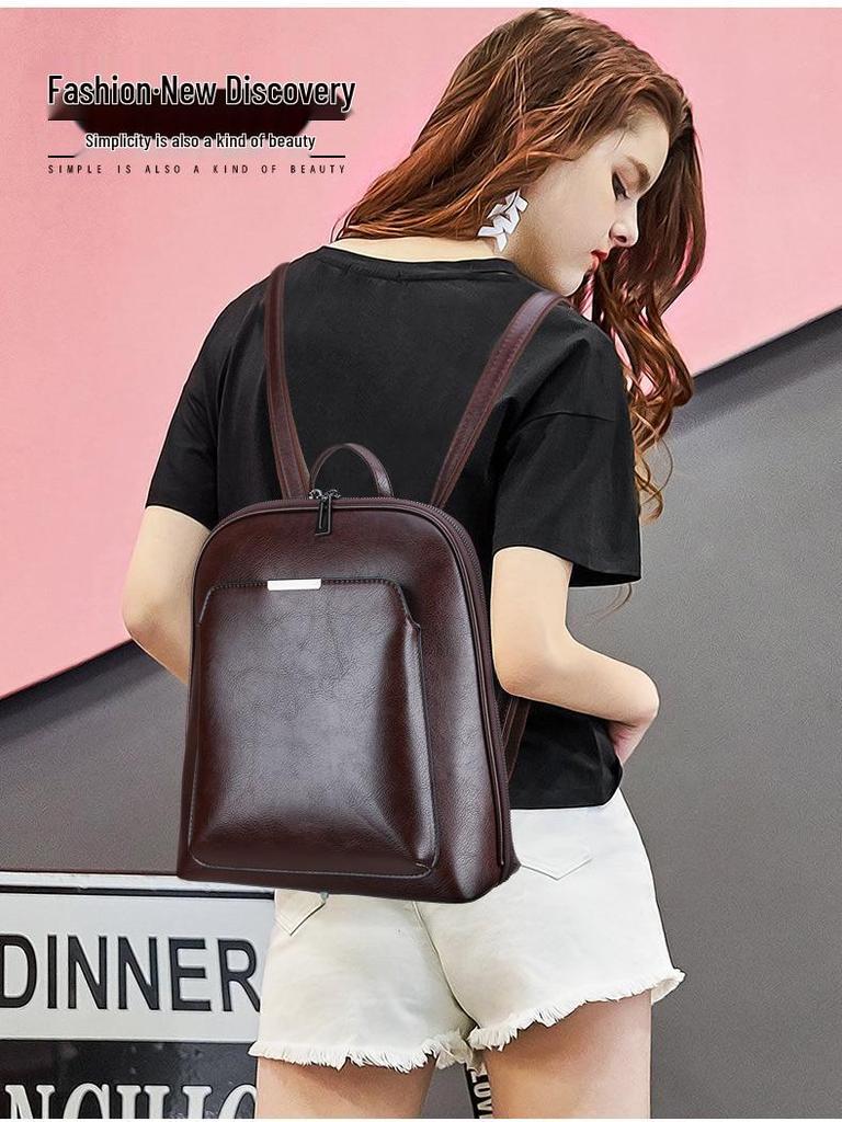 Стильный женский однотонный рюкзак и сумка через плечо для колледжа - Повседневная мода из ПУ кожи для путешествий и студентов
