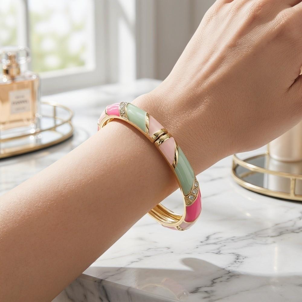 Traditional Vintage Cloisonne Bangle Lines Shape Women's Hand Bracelet  Ladies