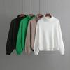 Women Autumn Winter High Neck Solid Color Long Sleeve Loose Knitwear Sweater