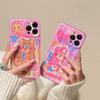 Ins Oil Painting Graffiti Bear Rabbit Case For Iphone 13 11 14 12 Pro Max 14 Plus Soft Imd Water Ripple Back Cover