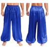 Мужские штаны для танца живота S-XXL Свободные атласные шаровары Эластичный пояс для сценического выступления тематической вечеринки