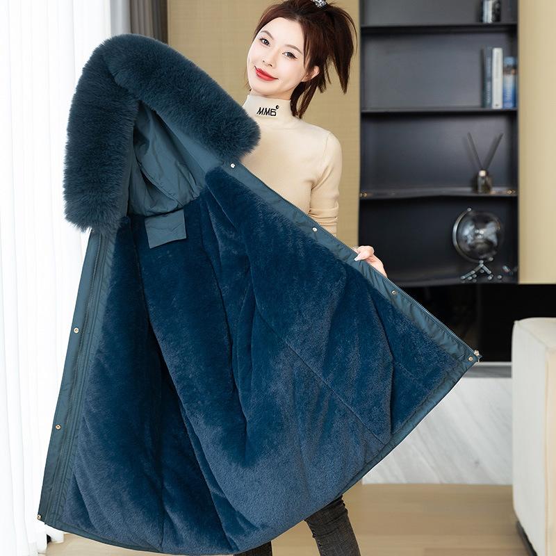 Cotton-padded Jacket Women's Middle School Long New Winter Clothes Artificial Wool Cotton-padded Coat Loose Thickening Pie To Overcome The Coat