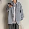 Mens Loose Solid Color Stand Collar Long Sleeve Casual Shirt Outerwear