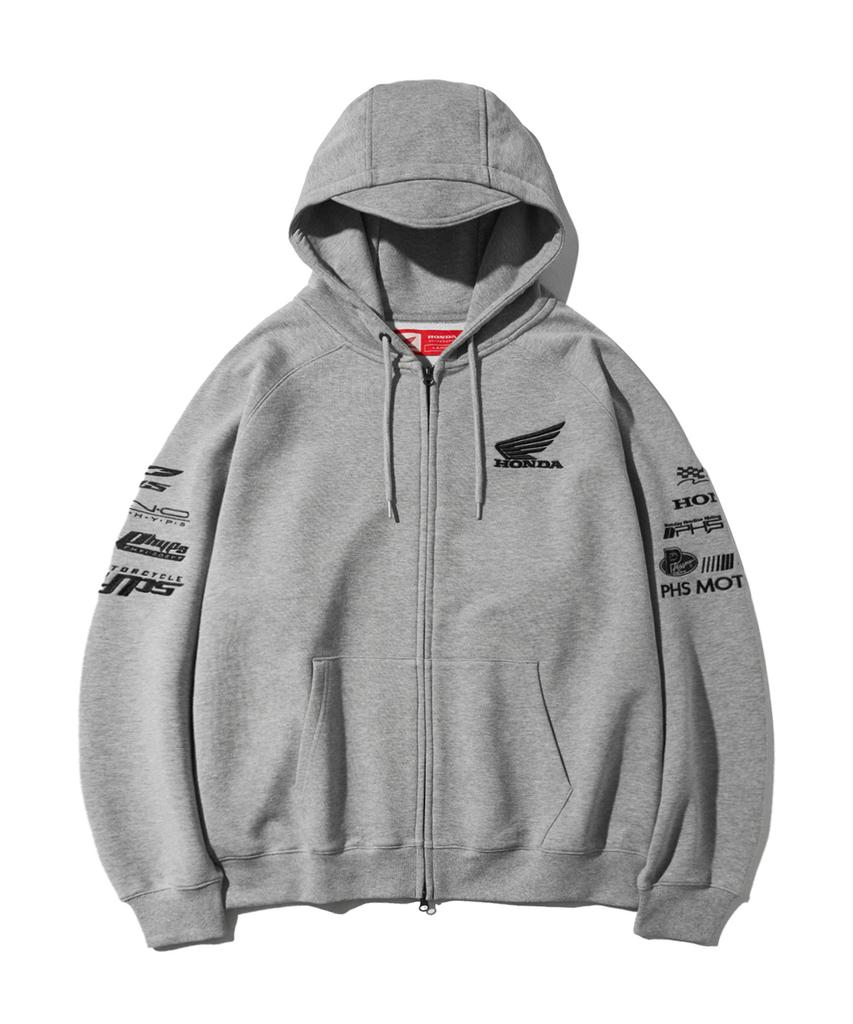 Phyps Мотоциклетная толстовка Honda Racing с капюшоном и молнией_Серый