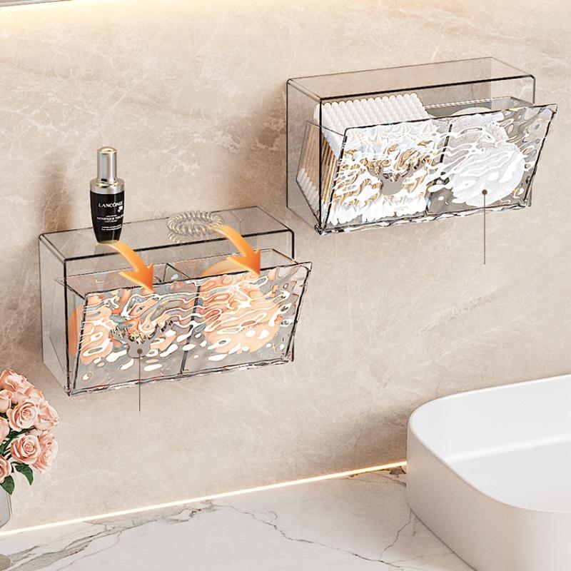 Коробка для хранения ватных дисков, бытовые аксессуары для ванной комнаты, портативный макияж, прозрачный настенный пылезащитный защитный ежедневный новый