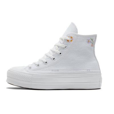 Chuck Taylor All Star Lift Platform Высокая осень с вышивкой — белые женские кроссовки Moonstone-Violet Mouse A05068C