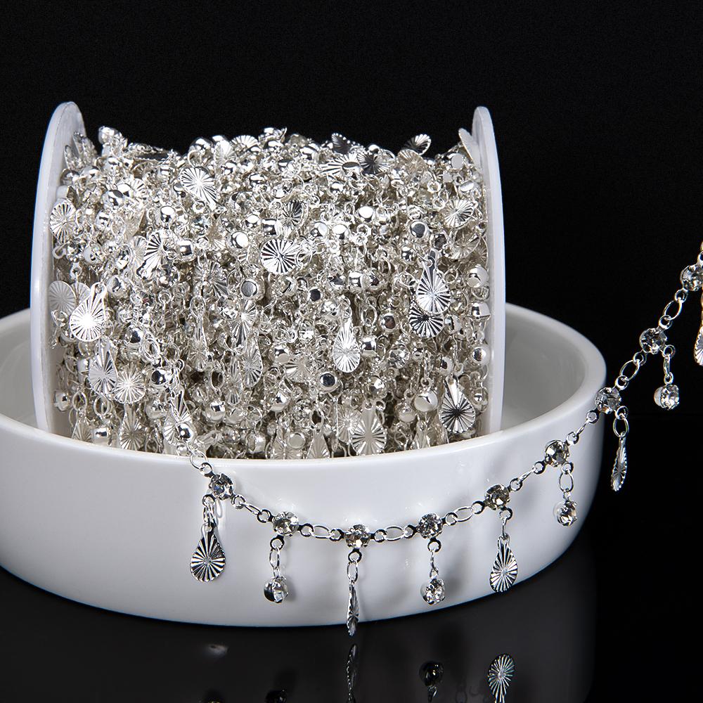 1Meter Colorful Crystal Beads Pendants Chains Metal Butterfly Charms Copper Chains Women Jewelry Making DIY Necklaces Bracelets