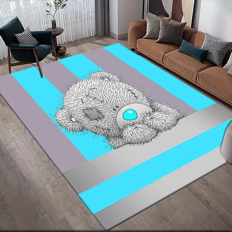 Tatty Teddy Flannel Pattern Square Carpet,Area Rug,Carpet Rug for Living Room Bedroom Sofa Playroom Decor,Non-slip Floor Mat