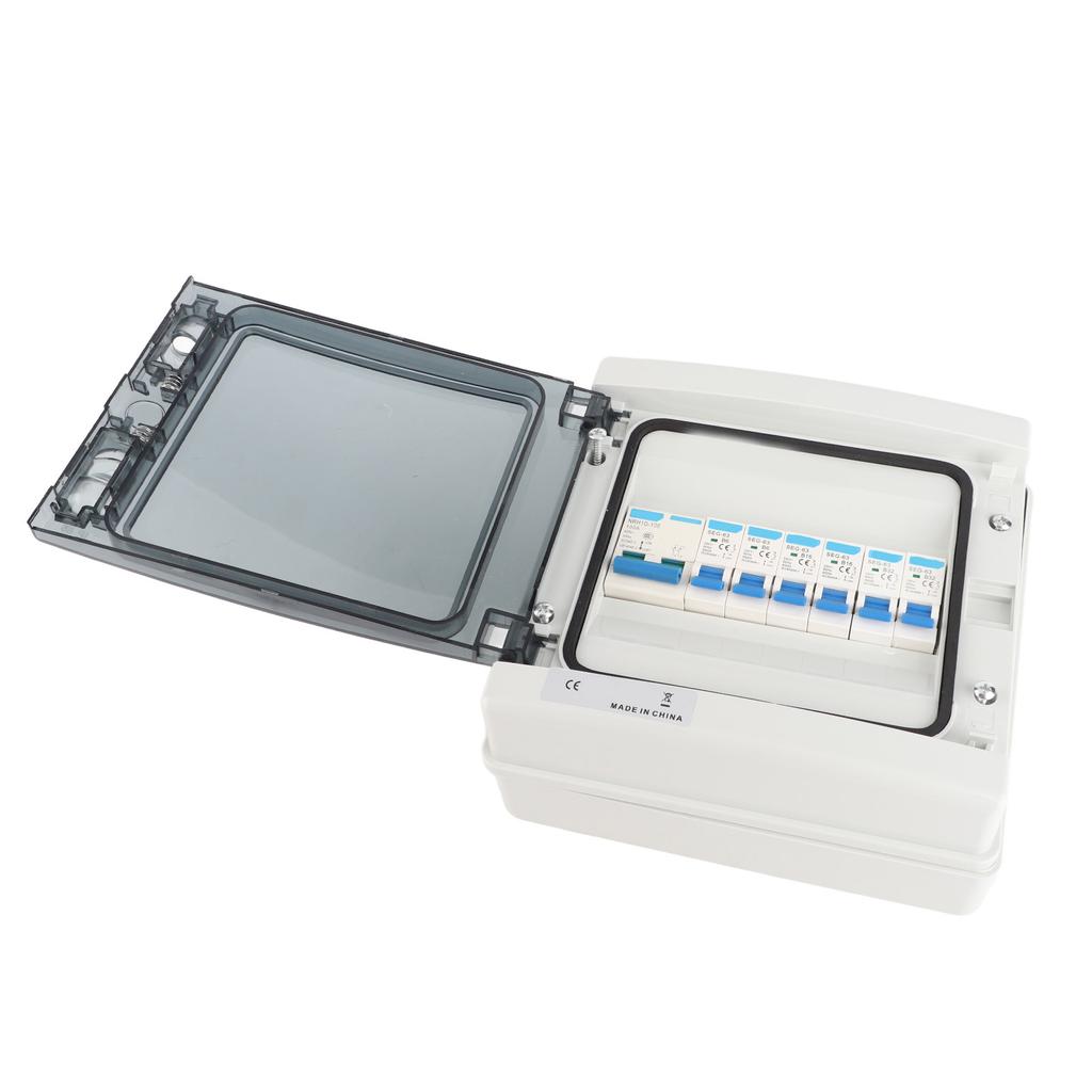 Waterproof Distribution Box 6 MCB(2xB6A+2xB16A+2xB32A) + Main Switch 100A 6 Way Style
