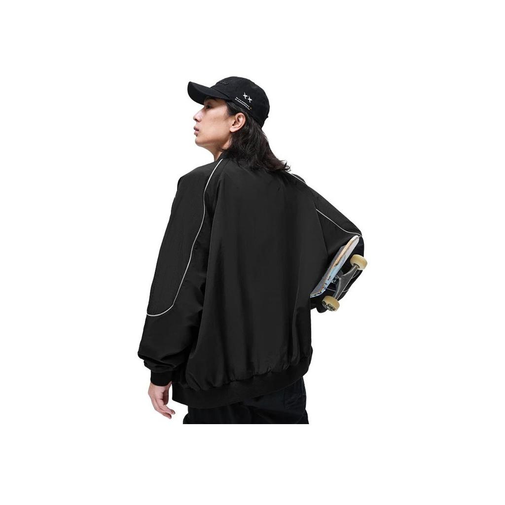 Li Ning CF Sport Lifestyle Series Printed Letter Zipper Long Sleeve Jacket Unisex Jackets Black AJDT505-1