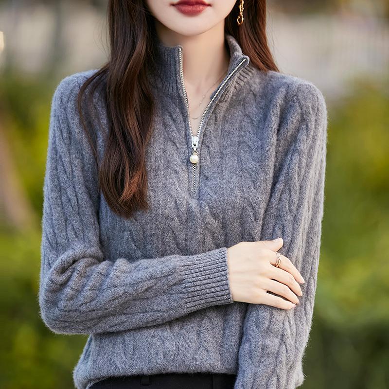 Women's Cashmere Sweater Qinghe Cashmere 30% Cashmere 70% Wool Autumn and Winter Pullover Warm and Fashionable