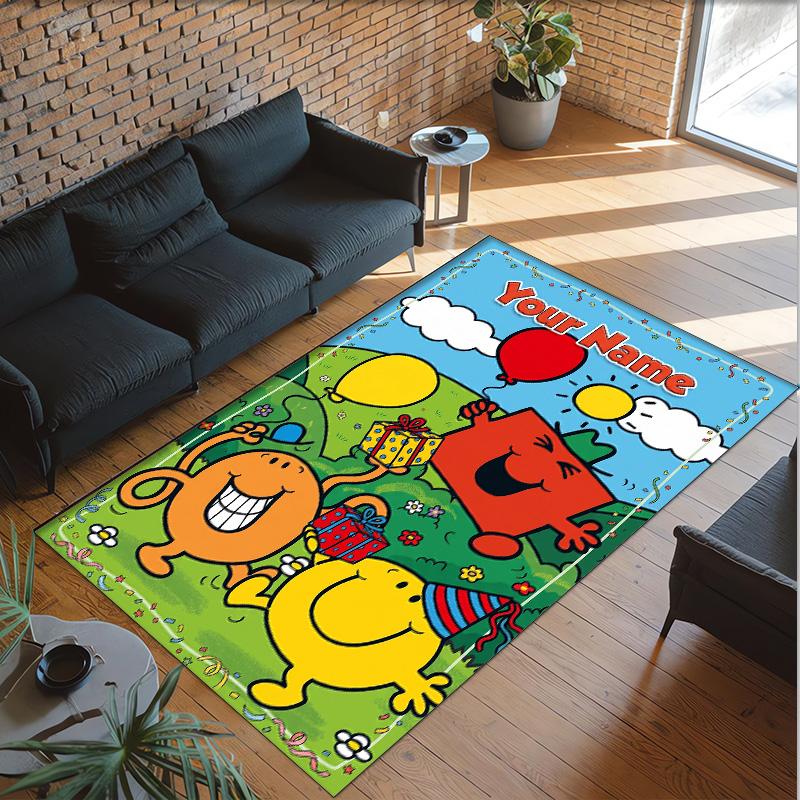 Personalized Crystal Velvet Carpet Custom Name Text,Mr. Men & Little Miss Anti Slip Area Rug For Home Decoration