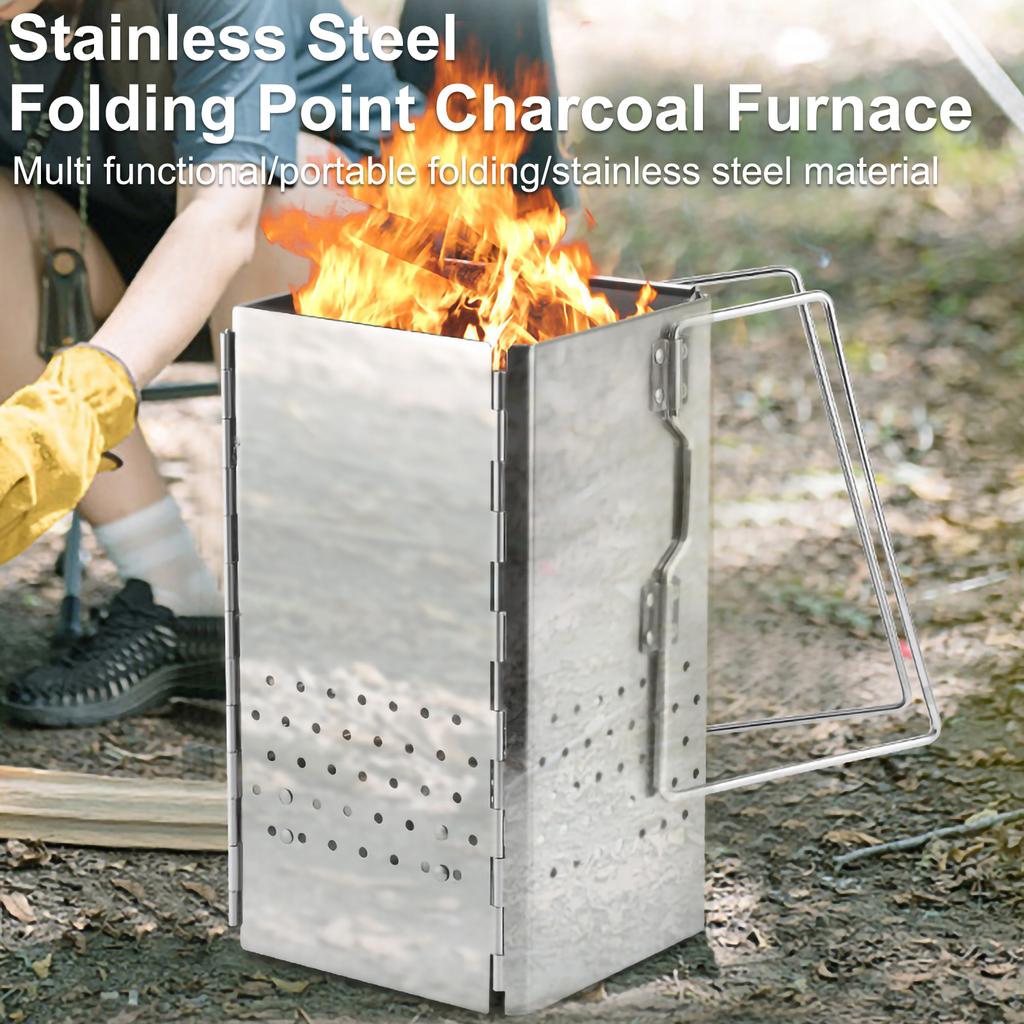 Outdoor Small Barbecue Grill Stainless Steel Bbq Charcoal Stove Portable Foldable Camping Charcoal Barbecue Stove Kitchen Tools