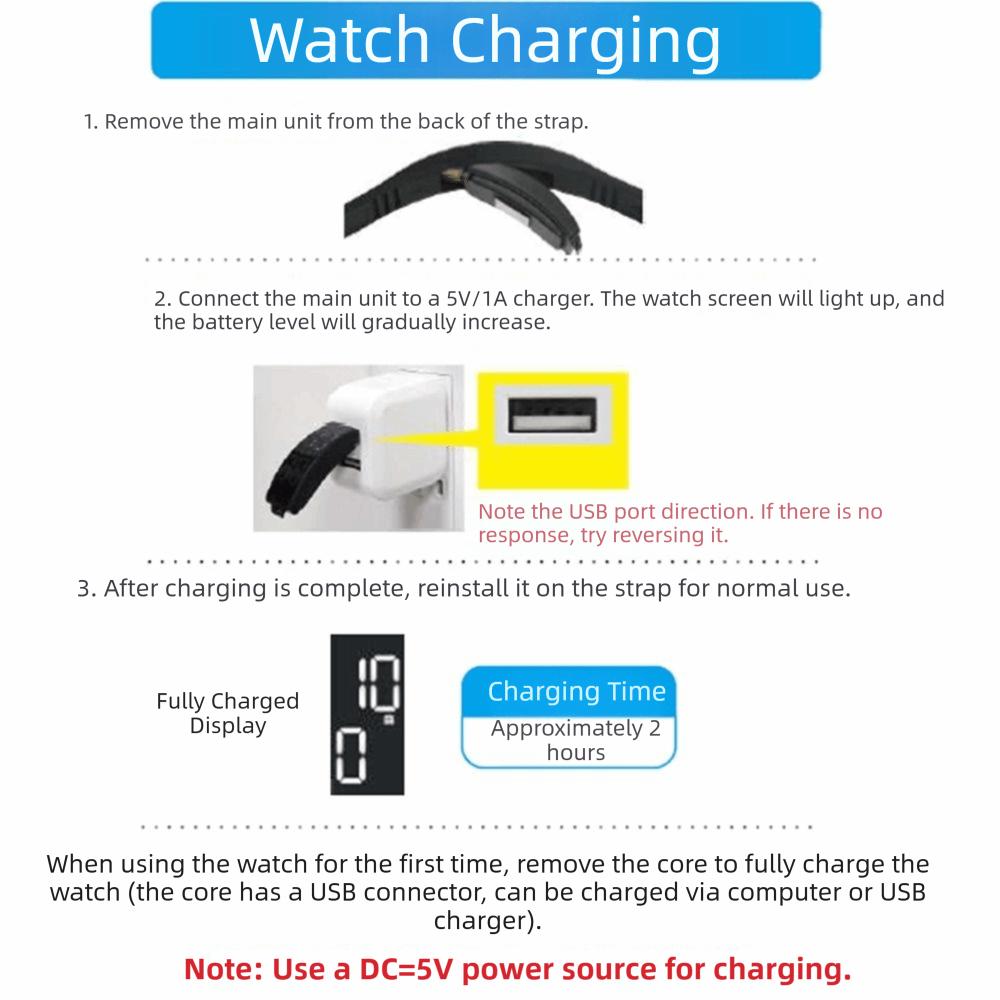 Body Temperature Monitor Silent Wristband Vibration Wake-Up LED Digital Smart Bracelet  School Use