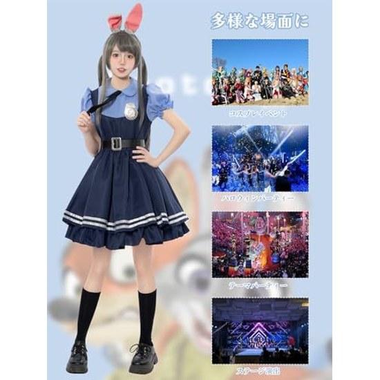 DECEED Halloween Judy Nick Cosplay Cute Rabbit Police Scammer Costume Lolita Womens Animal City Adult Event Officer Female 5-Piece Set