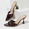 Fashion Sexy Pointed Toe Patent Leather 8CM Strange Thin Heels Slippers Women Summer Comfortable Slide Sandals Elegant Mules Flip Flops