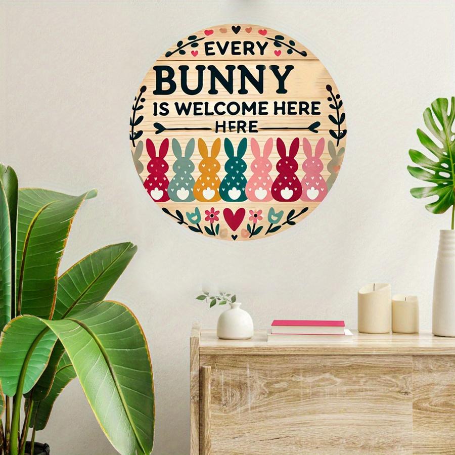 2D Flat 20cm Easter Bunny Welcome Sign Wooden Wall Hanging Decor - Car Balloon Universal Holiday Wooden Pendant, Home Decoration, Welcome Sign Party