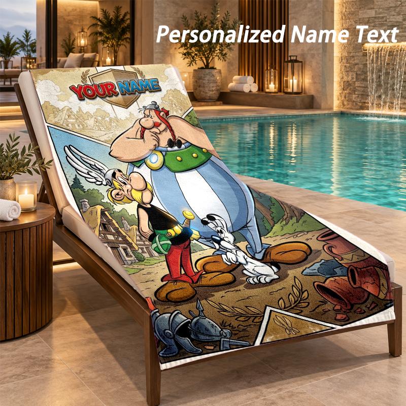 Asterix & Obelix Custom Name Beach Towel Large Soft Towel for Indoor Bathroom Outdoor Beach