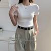 Женская облегающая футболка MJ STYLE с круглым вырезом