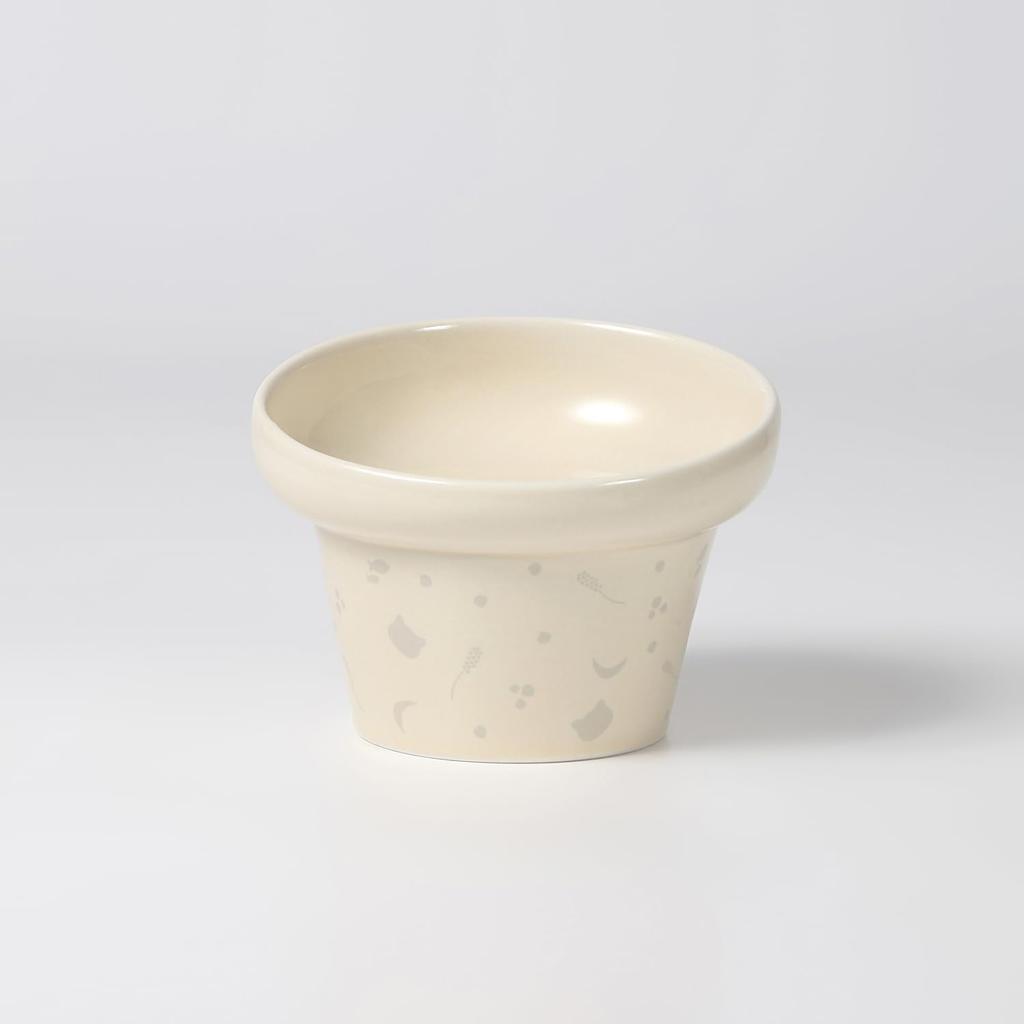 HARIO Nyan Pretall Cat Bowl, Tall and Easy To Eat (Beige)