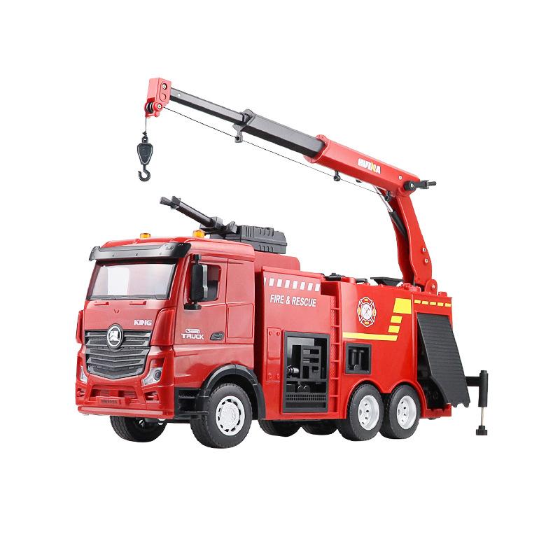 HUINA 1/18 Пожарная машина на радиоуправлении Детские игрушки Большая 9-канальная RC Пожарная машина-поливалка с лестницей Мальчики Строительная техника