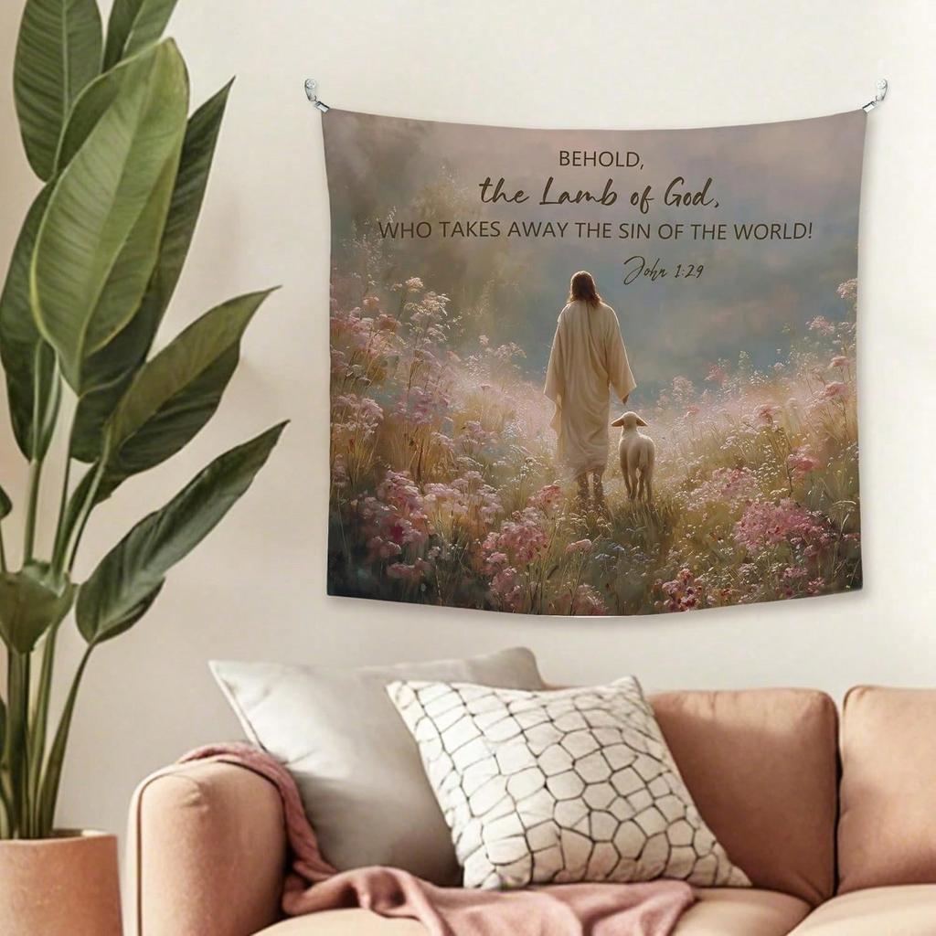 Vintage Easter Bunny Tapestry Multiple Sizes Digital Print Neutral Rustic Farmhouse Rabbit Polyester Bedroom Living Room Indoor