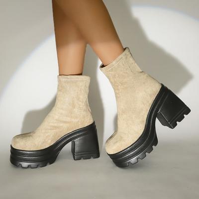 Женские ботильоны на платформе, очень высокие каблуки, замшевые туфли на толстом каблуке, тренд зимы 2025 года, повседневные туфли-лодочки, готическая вечеринка, удобные ботинки для женщин