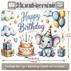 Happy Birthday Elephant Theme, 1pc Polyester Party Backdrop Banner, Photo Booth Background, Wall Decor
