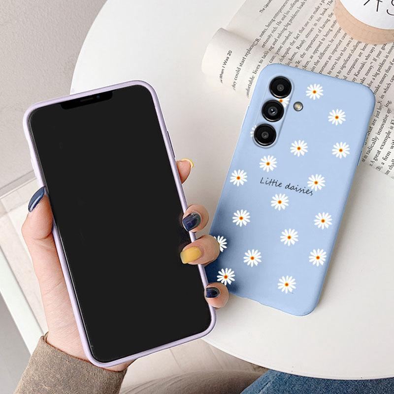 Чехол для Samsung Galaxy A54 5G Милое Сердце Цветок Задняя Крышка Мягкий Силикон Матовый Защитный Funda для Samsung A06 A07 A17 Сумки