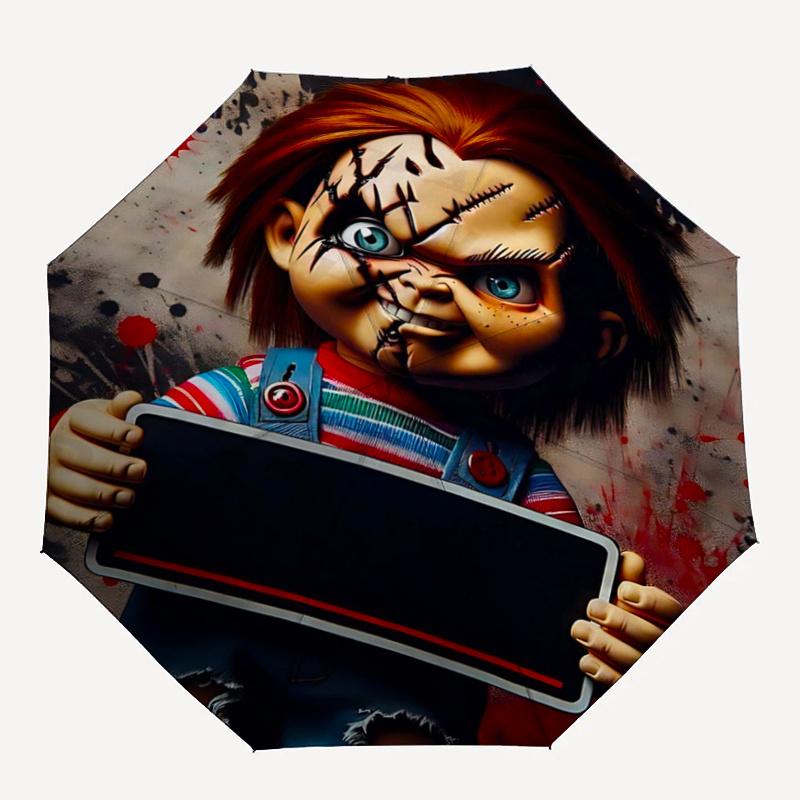 1pc Chucky's Creepy Corner Automatic Open/CloseUmbrella, Portable Compact Umbrella for Men & Women I017
