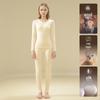 Men's and Women's Wool Silk Thermal Underwear Set with Mink Velvet Knee Pads - Warm Autumn Bottoming Shirt and Trousers
