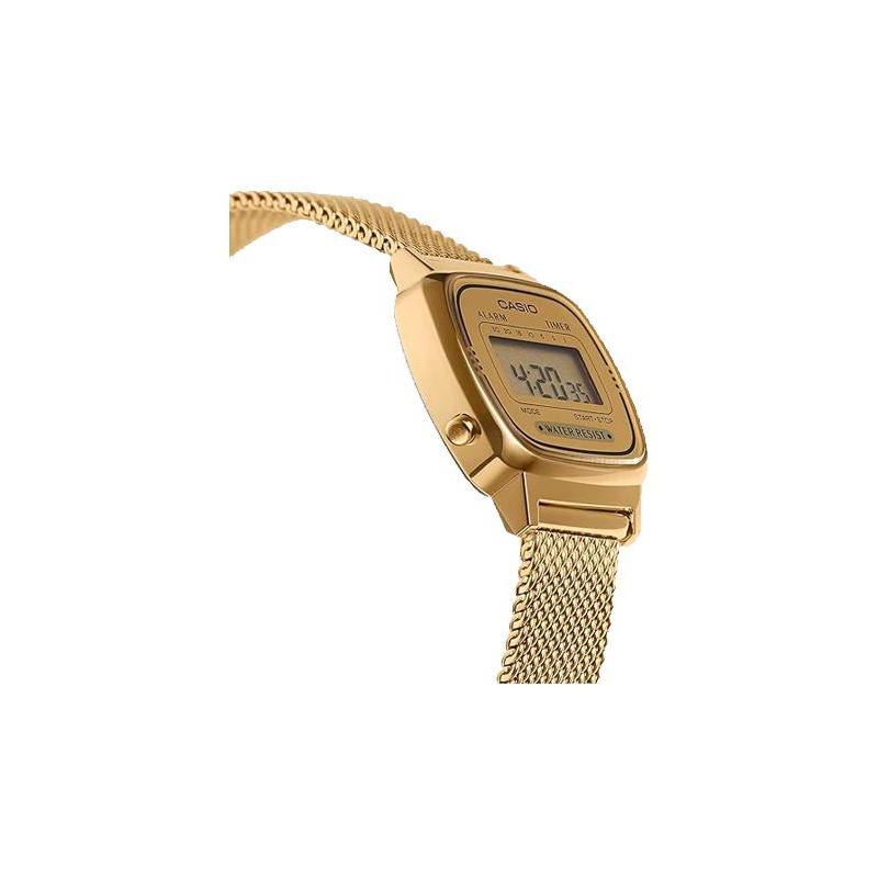 Casio Серия YOUTH - металлические маленькие квадраты, модный ретро-тренд, для работы и отдыха, классические маленькие золотые слитки, водонепроницаемый ЖК-дисплей, LA670WEMY-9