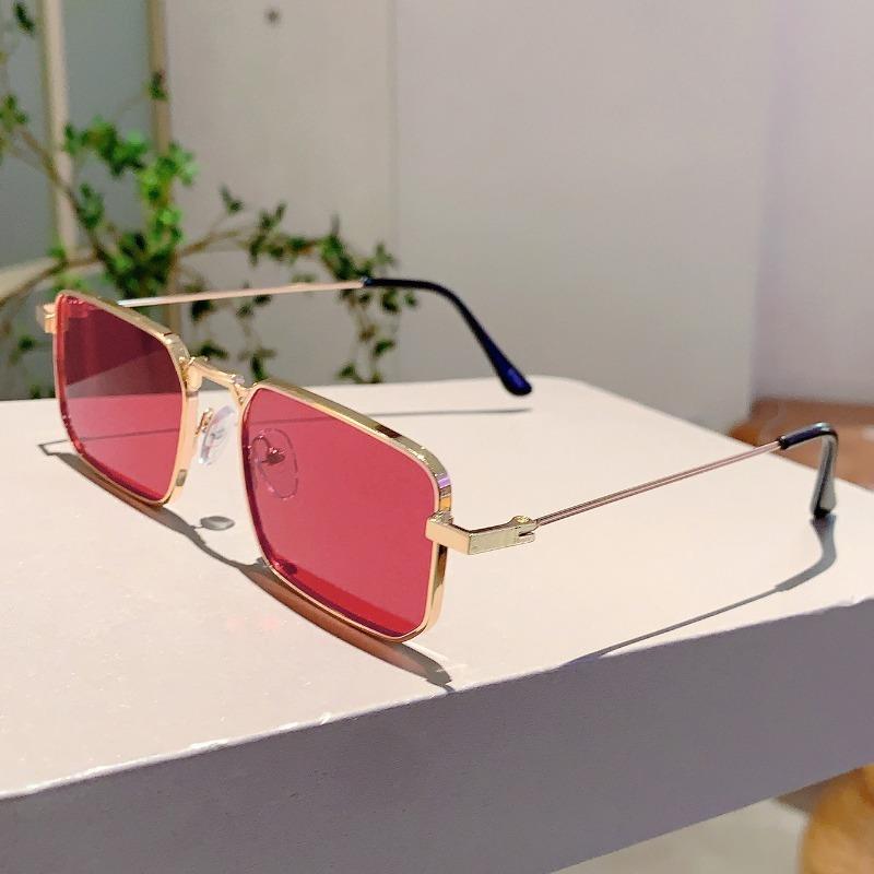 Ретро квадратная оправа Стимпанк металлический стиль Европейская и американская хип-хоп личность Пружинная дужка солнцезащитные очки