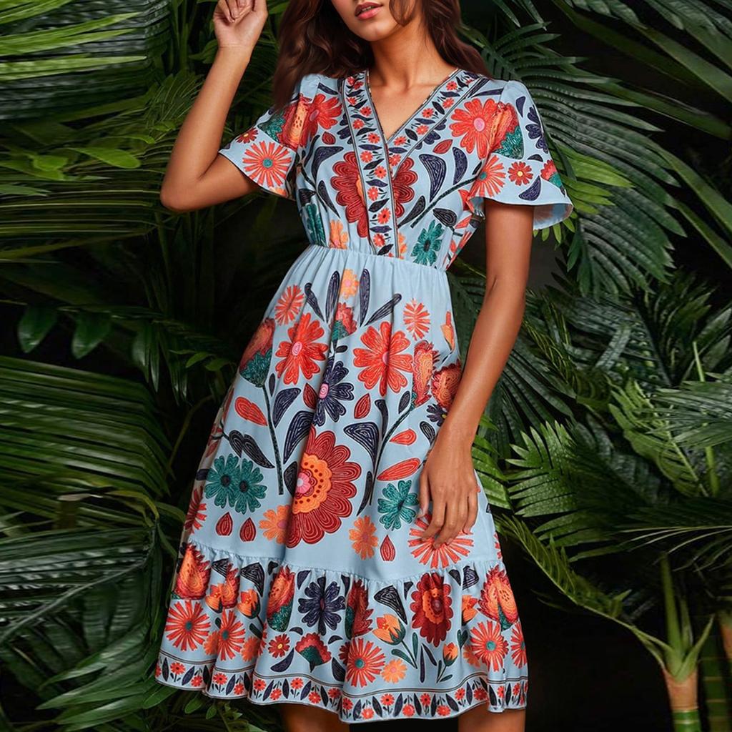 Женское летнее платье свободного покроя для пляжного отдыха, повседневное платье-жилет с глубоким V-образным вырезом, элегантное платье-рубашка